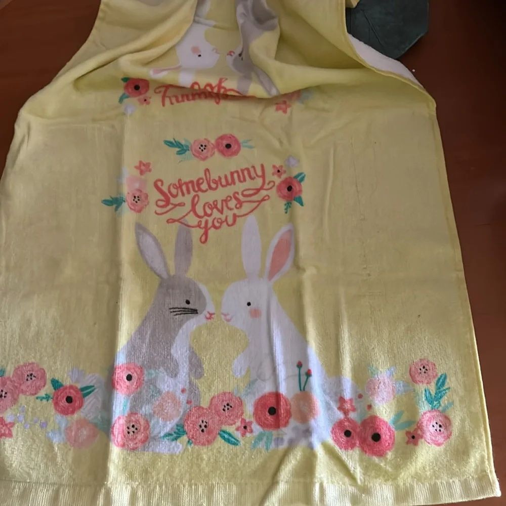 Yellow Bunny Print Kitchen Towel